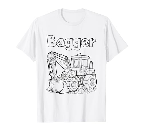 Bagger auf Baustelle zum Ausmalen mit Textilstifte DIY T-Shirt