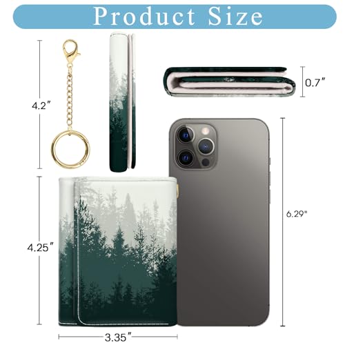 Image of Jogjam Womens Wallet, Forest Tree Small Slim RFID Blocking Card Wallets, Trifold PU Leather Card Holder Wallet Organizer, Mini Pocket Cash Wallet with 7 Card Slots ID Window for Girls Ladies Wife