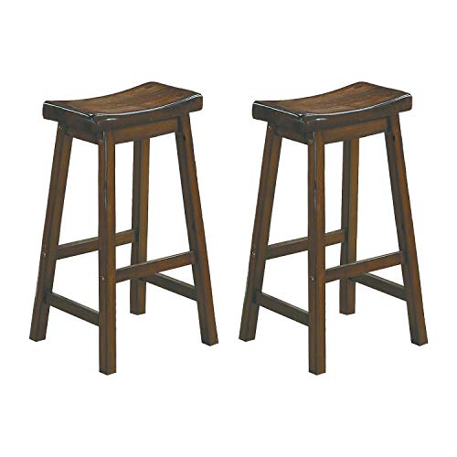 Lexicon Victoria Saddle Wood Bar Stools (Set Of 2), 28.5" Sh, Distressed Cherry #TOP5