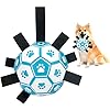 LOTUSWILD Hundeball Interaktives, Hundespielzeug Ball mit Greif-Bänder Haustierspielzeug Hundefußball Trainingsball Hundebälle mit Pumpe für kleine Hunde und mittelgroße Rassen (Blau)