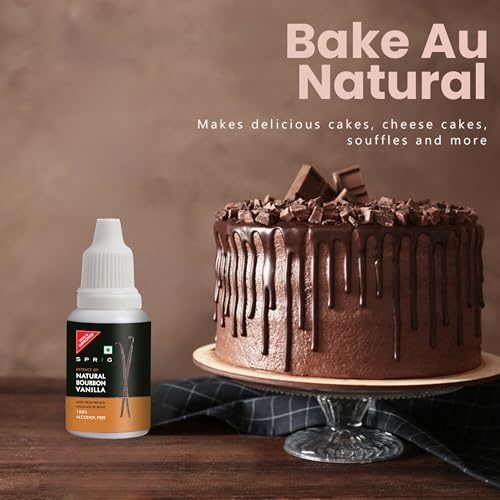 Image of Sprig Natural Bourbon Vanilla Extract 20 ml | Made With Madagascar Vanilla Beans | 100% Alcohol Free | Natural Alternative for Essence | For Baking, Protein Shakes & Desserts