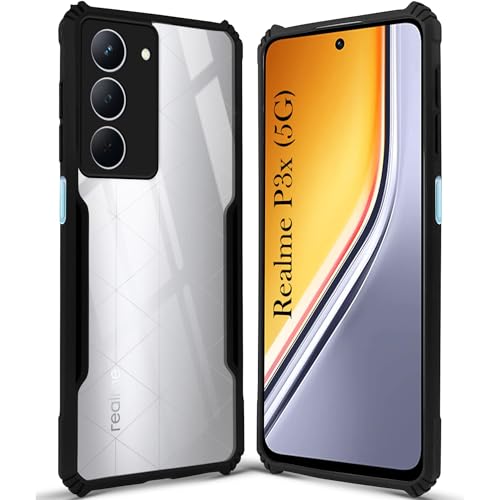 Image of Jkobi Back Case Cover for Realme P3x (Shockproof with Polycarbonate Clear Panel | Professional Black)