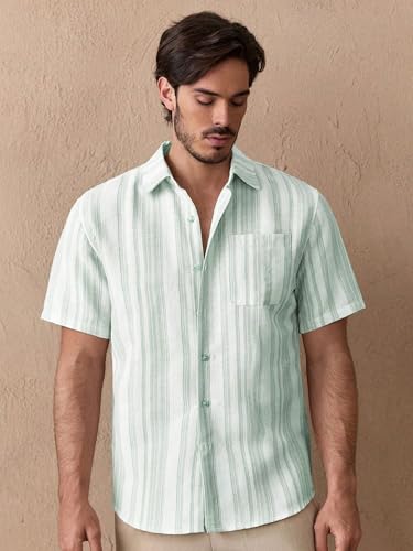 Image of Lymio Men Shirt || Striped Shirt for Man || Half Sleeve || Summer Style (Packs Also Available) (Lilen-Strip)