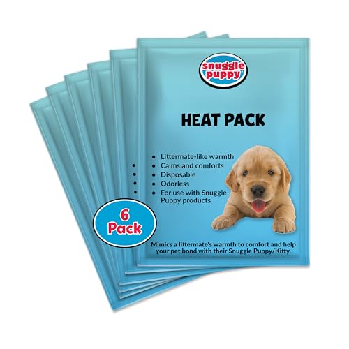 Snuggle Puppy Replacement Heat Packs for Dogs (6 Count) - Disposable Pet Comfort Warmers for Puppy Anxiety Relief - Odorless Non-Toxic All Natural - Fits All Snuggle Puppy Styles