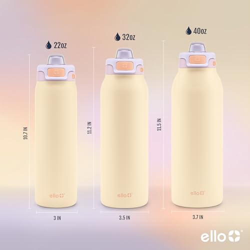 Image of Ello Pop & Fill Insulated Stainless Steel Water Bottle with Quick Fill Lid, Leakproof Locking, Sip or Chug Spout, BPA-Free, Double Wall Vacuum Insulated for Sports, Travel & School- 22oz / 32oz / 40oz