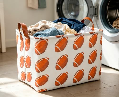 Image of CLOCOR Rectangular Storage Basket, Waterproof Storage Bin, Gift Basket(Rugby)