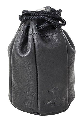 Preisvergleich Produktbild Tabakbeutel Tabaktasche Feinschnittbeutel mit Innenstoff aus Naturkautschuk Schwarz Leder