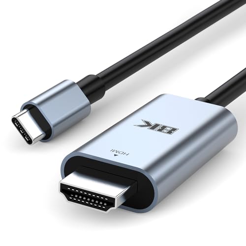 USB C to HDMI 2.1 Cable 6.6FT/2M, 8K USB Type C to HDMI Cord High Speed 48Gbps, Thunderbolt 4/3 to HDMI HDCP 2.3 Compatible with Steam Deck,MacBook Pro/Air, iPhone15/15Pro