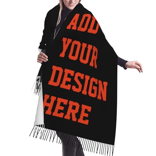 Custom Cashmere Scarf Personalized Long Warm Scarfs For Women With Your Text/Picture/Logo Custom Shawl For Christmas Gifts