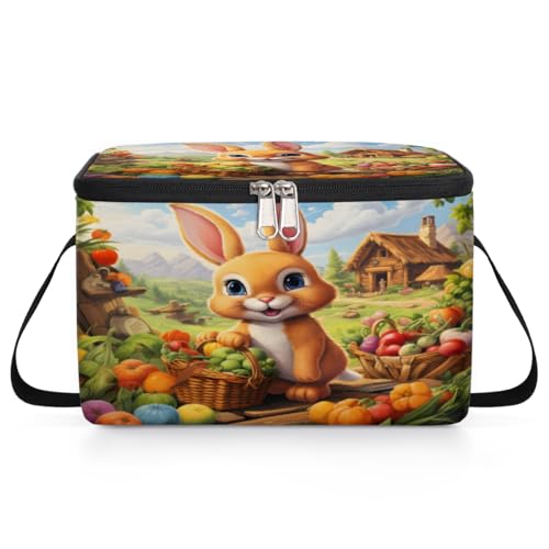Cartoon Animal Rabbit Lunch Bags for Women Men 9 Cans, Hot & Cold Food Delivery Bag Insulated Grocery Bag Insulated Lunch Box Farm House Cooler Bag for Office Work Picnic Beach
