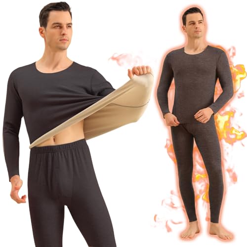 La mejor comparación de Térmicos para Hombre Top 10. 46 TYEGDAVD Conjunto De Ropa Interior Térmica De Hombre,Ropa Térmica De Hombre,Tops Y Pantalones,Súper Suave, Cálido,Forro Polar,para Otoño E Invierno (MX/US, Alfa, 3X-Grande,...