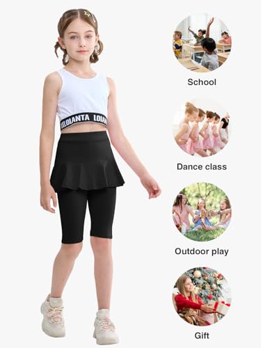 LOLANTA Girls Knee Length Leggings with Skirt Summer Shorts Capri Kids Casual Sports Skorts4
