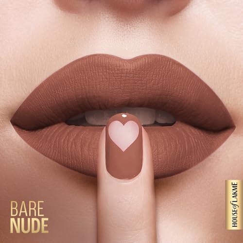 Image of Lakme Xtraordin-Airy Lip Mousse, Velvet Matte Finish, with air-light texture, enriched with cocoa butter for nourished & moisturised lips, Liquid Lipstick - Bare Nude (1.8g)