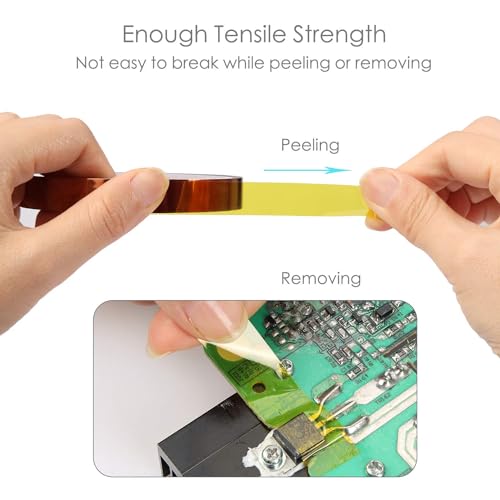 Hitzebeständiges Klebeband,3 Rollen Kapton Tape Polyimid Hitzebeständig Elektro Elektronik Isolierband Hohen Temperaturen Hochtemperatur Band für Sublimations Wellenlöten 3D Drucker 5/10/15mm