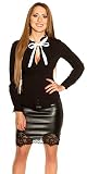 Koucla Eng Taillierte Bluse Hemd mit Schleife (S, Schwarz)
