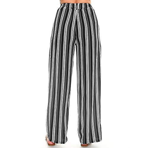 Women's Palazzo Pants Solid and Stripe Culottes Trousers2