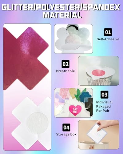 Image of CICKEE Pasties Rave Pack 27 Pairs Multicolor Nipple Covers Pasties Glitter Pasty