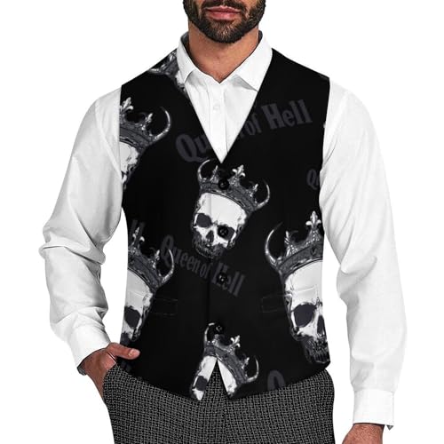 Queen of Hell Men's Formal Suit Vest for Business Formal Or Casual Dress Waistcoat Wedding