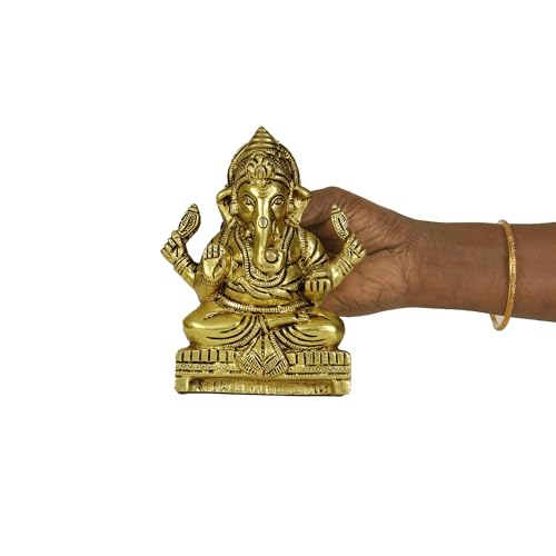 Image of Spillbox Brass Ganesh Wall Hanging |Hanging for Home |Living Room|Door Hanging Decor|Statue Sculpture for Home & Office- Brass Ganesh Wall Hanging