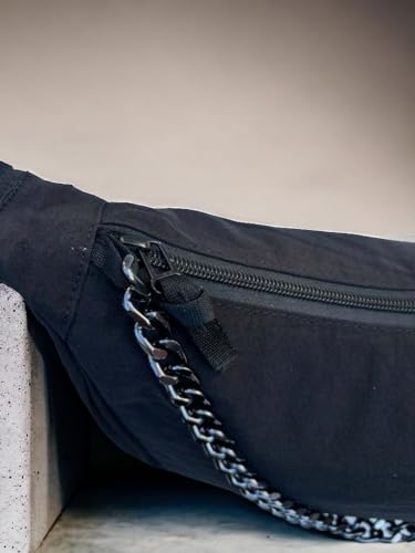 Image of Crescent Nylon Crossbody Casual Sling Bag with Chain Accessories, Hobo, Sling, Casual handbag, Small shoulder bag