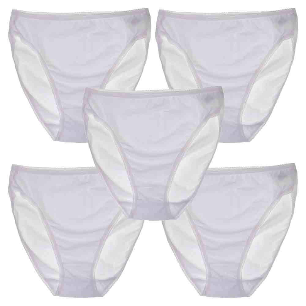 Liv Lingerie Women's White Cotton Multipack 5 Pack Cotton Rich High Legs Briefs Knickers M S L (8, )