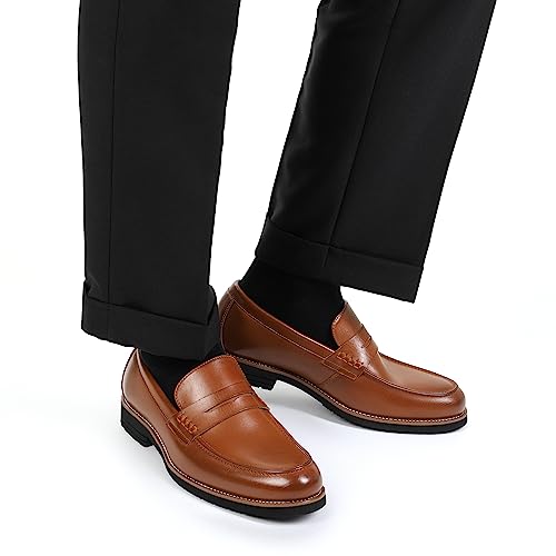Bruno Marc Men's Dress Slip-on Penny Loafers Business Formal Shoes,Size 10.5,Brown,SBLS2339M