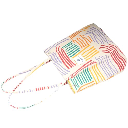 Image of TOPASION Cute Corduroy Tote Bag Canvas Shoulder Handbags for Women Travel Shopping