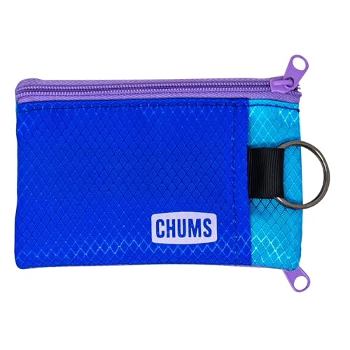 Image of Chums Surfshorts Wallet - Solid Colors Collection, Lightweight Slim Wallet with RFID Blocking Card & Clear ID Window - Zippered Minimalist Wallet w /Key Ring