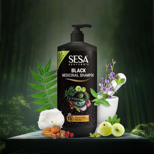 Image of Sesa Ayurvedic Medicinal Shampoo 1 Lt Hairfall Control Anti Dandruff Shampoo Infused with 15 Ayurvedic Herbs Smooth & Shiny Hair For Men & Women, 1000 ml