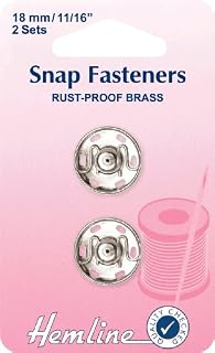 Hemline H420.18 | Nickel Brass Rust Proof Sew On Snap Fasteners | 18mm | 2 Sets