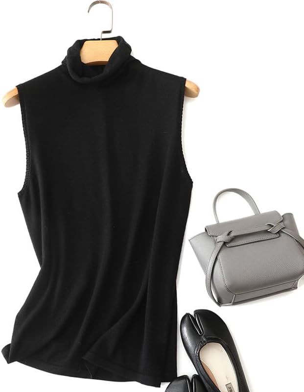 [SHOLIND] ハイネック ニット ベスト レディース タートルネック トップス ノースリーブ カシミア セーター 無地 アウタ