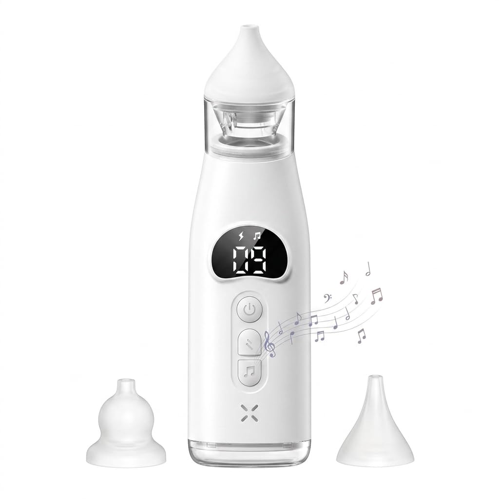 Mouche Bébé Électrique, Aspirateur Nasal Bébé 60Kpa avec Écran LCD, 9 Niveaux d'Aspiration, Mouche-Bébé Rechargeable USB-C, Silencieux (<60dB), Anti-reflux– Pour Nouveau-nés Bébés Enfants