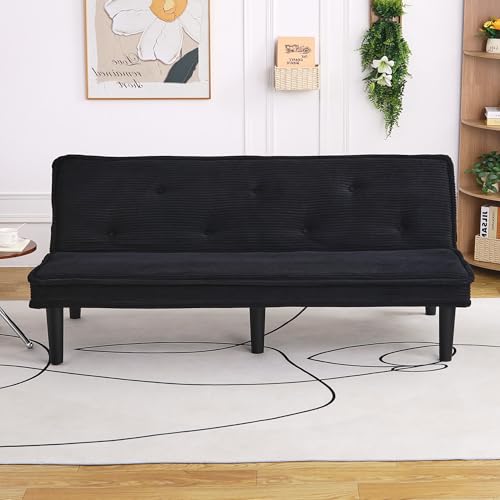 ODOLAR 66” Armless Corduroy Sofa Bed, 2-in-1 Convertible Sleeper Sofa with Tufted Back, Soft...
