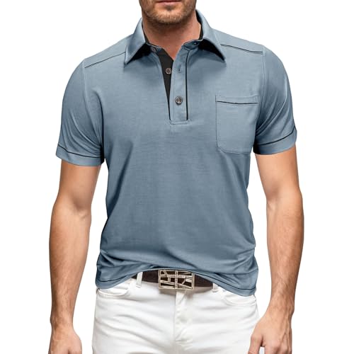 Polo à manches courtes pour homme avec poche poitrine chic et col boutonné élégant