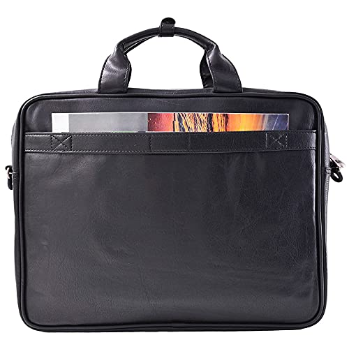 Pasta Bolsa Executiva em PVC Impermeável Preta P/Viagem, Trabalho, Faculdade e Notebook 15,6