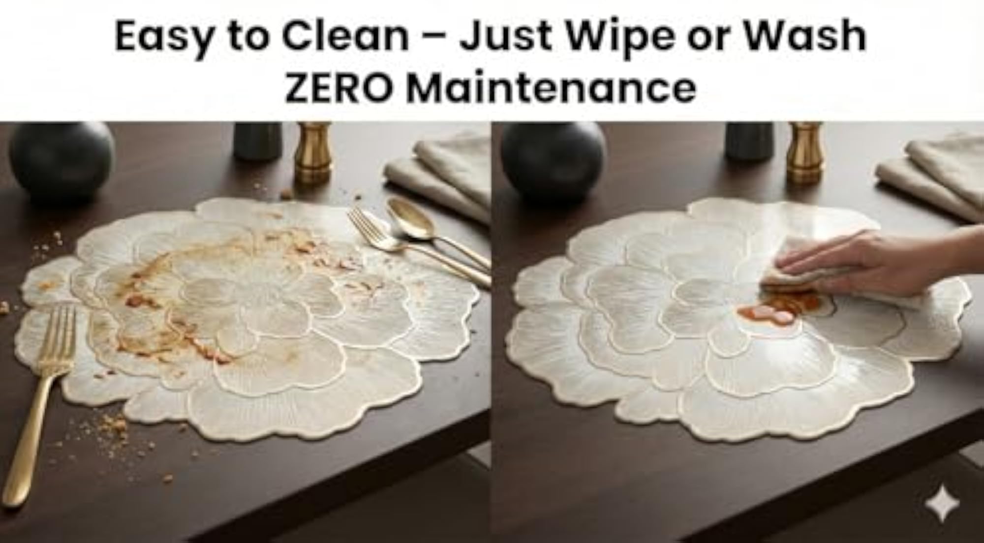 Leaf and Floral Pattern Placemat Set for Dining Table
