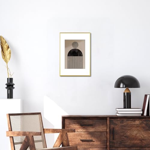 Image of Homso A3 Gold Picture Frame, Metal Thin Board A3 Frames with Acrylic Plexiglass for Pictures A4 with Mat or 11.7 x 16.5 without Mat for Horizontal and Vertical
