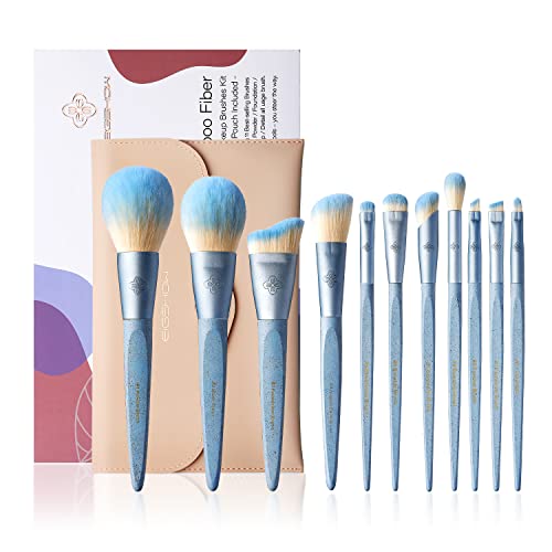 EIGSHOW Make-up-Pinsel-Set, 11-teilig, professionelles Make-up-Pinsel-Set, tierversuchsfreie Bambus-Kunstfaser, Kosmetikpinsel-Set mit Geschenkbox und Pinseltasche für Damen und Mädchen Cover