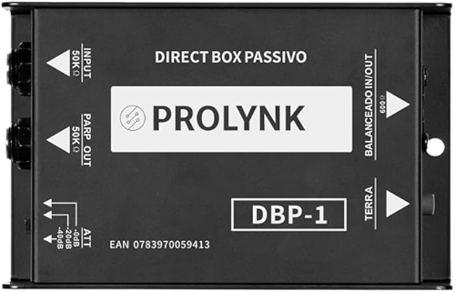 Direct Box Passivo Prolynk DBP-1, Caixa Direta para Instrumentos Musicais, Qualidade Premium