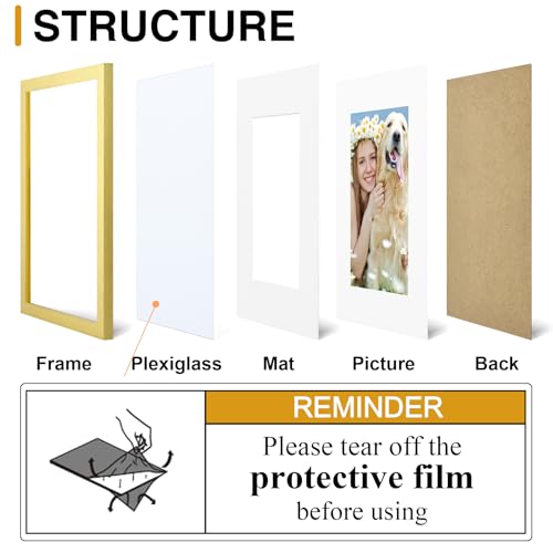 decorUhome 5x7 Picture Frame Set of 10, Display Photos 4x6 with Mat or 5x7 Unmatted for Picture Frames Collage Wall Decor, Gold