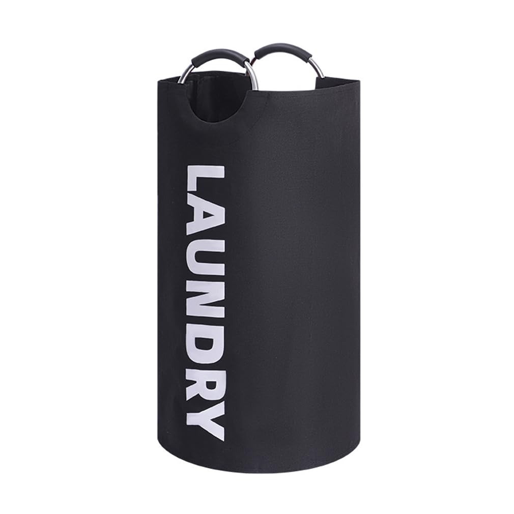 90L Large Laundry Basket - Waterproof Laundry Bag, Collapsible Laundry Bag, Freestanding Tall Clothes Hamper with Padded Handles, Foldable Washing Bin for Easy Storage (Black)