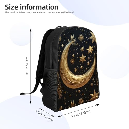 Golden stars and moon Backpack Waterproof Travel Laptop Backpack Lightweight Casual Daypack for Men Women2