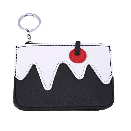 Preisvergleich Produktbild Flybloom Karikatur Eiscreme Stil Kleine Münze Geldbörse Schlüsselanhänger Id Kartenhalter Aufbewahrungstasche, Schwarz
