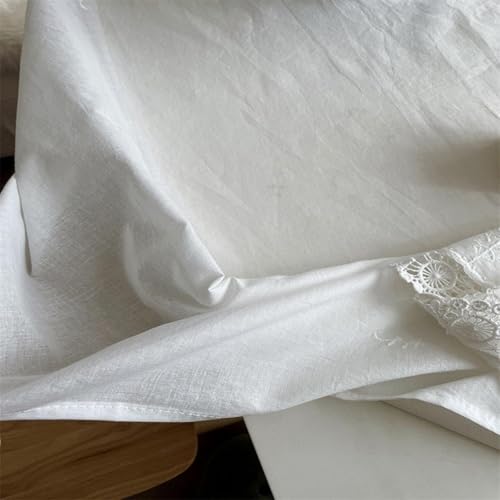 Nappe de table rectangulaire coton brodé dentelle blanche 130x200cm - 7