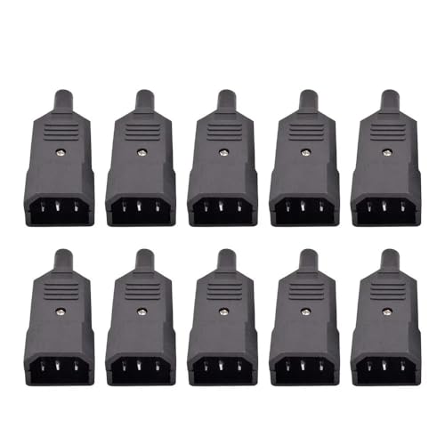 Conector C14 macho de 3 pines PURYN para cables de alimentación AC de 10A y 250V en color negro