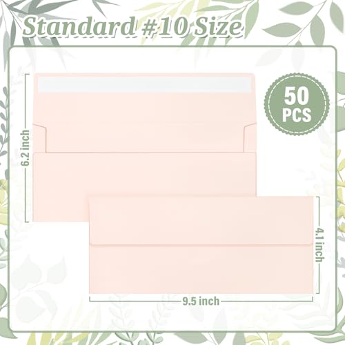 Image of 50 Pcs #10 Light Pink Envelopes Letter Size Self Seal, Business Envelopes