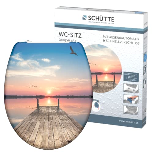 Schütte WC-Sitz SUNSET SKY mit Absenkautomatik, Toilettendeckel mit Motiv und Schnellverschluss für die Reinigung, Duroplast Klodeckel (max. Belastung der Klobrille 150 kg) Cover