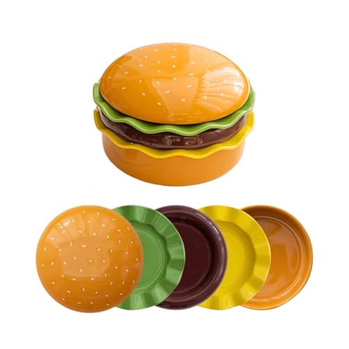 Ceramic Burger Plate Set Stacked Together