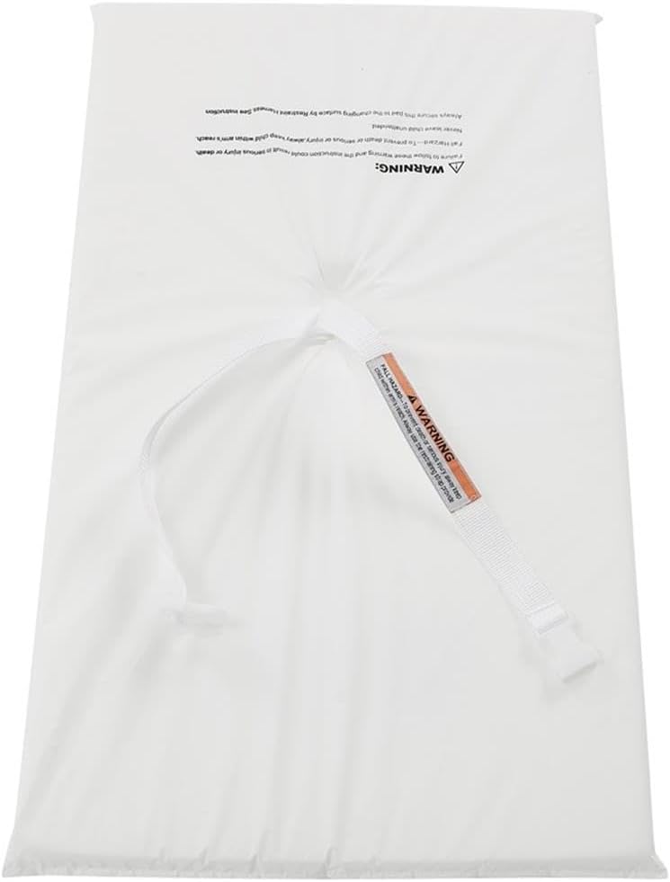 Pemberly Row Water-Resistant Vinyl Changing Pad, 27.5 x 15.5 in, Non-Allergenic, White, 1 in Thick, Security Strap, Fits Crib & Changer Combo, Baby Diaper Changing Pad for Nursery Use
