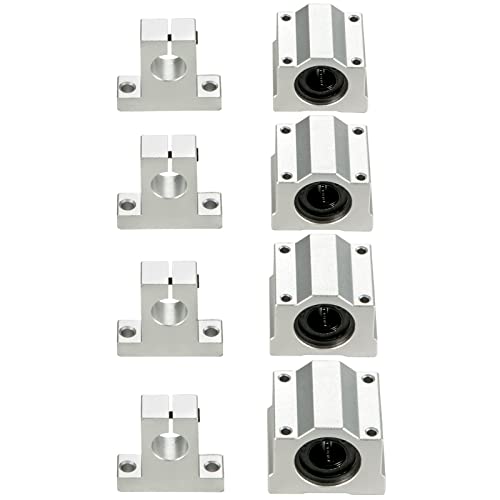 Image of BestEquip Linear Rail Slide 2PCs 20mm x 1200mm Linear Bearing Slide Set with 4Pcs Block Bearings SC20UU+4Pcs Shaft Support Linear Shaft CNC Parts Kits for Electronic Equipment Guide Bar